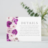 Romantische Plum & Blush Waterverf Trouwdetails Informatiekaartje (Staand voorkant)