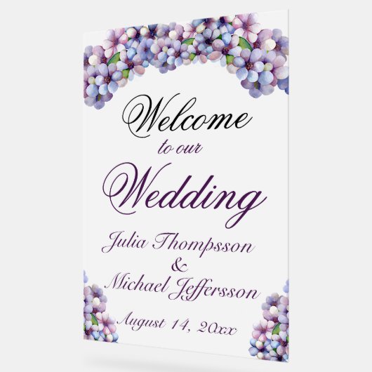 Romantische Poetische Lila Waterverf Bloemenbruilo Acryl Bord (Hoek)