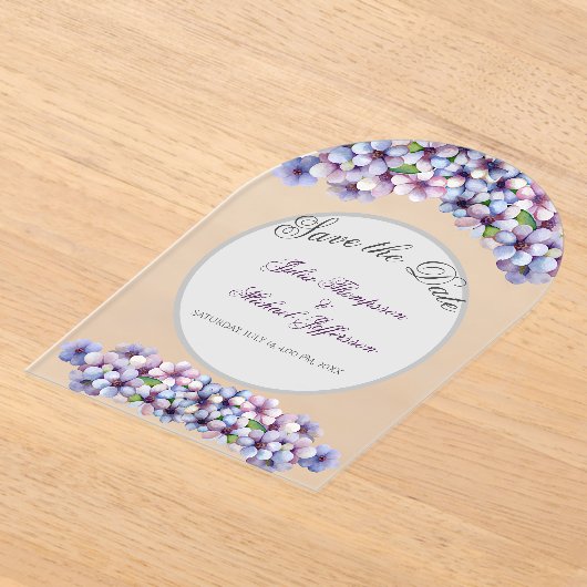Romantische Poetische Lila Waterverf Bloemenbruilo Acryl Uitnodigingen (Laagn)
