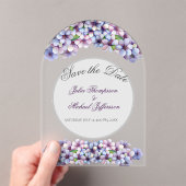 Romantische Poetische Lila Waterverf Bloemenbruilo Acryl Uitnodigingen (Insitu (Draagbaar))