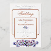Romantische Poetische Lila Waterverf Bloemenbruilo Folie Uitnodiging (Voorkant)