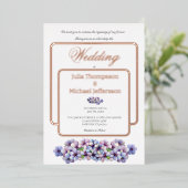 Romantische Poetische Lila Waterverf Bloemenbruilo Folie Uitnodiging (Staand Voorkant)