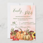 Romantische pompoen bloemenherfst bladeren herfst kaart (Voorkant)