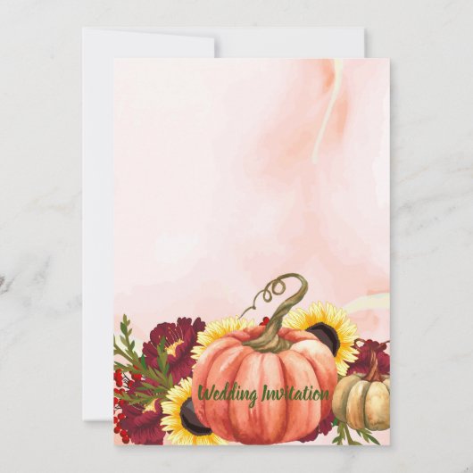 Romantische pompoen bloemenherfst bladeren herfst kaart (Achterkant)