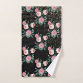 Romantische pony floral and golden confetti design bad handdoek (Handdoek)