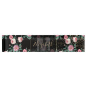 Romantische pony floral and golden confetti design naambordje (Voorkant)