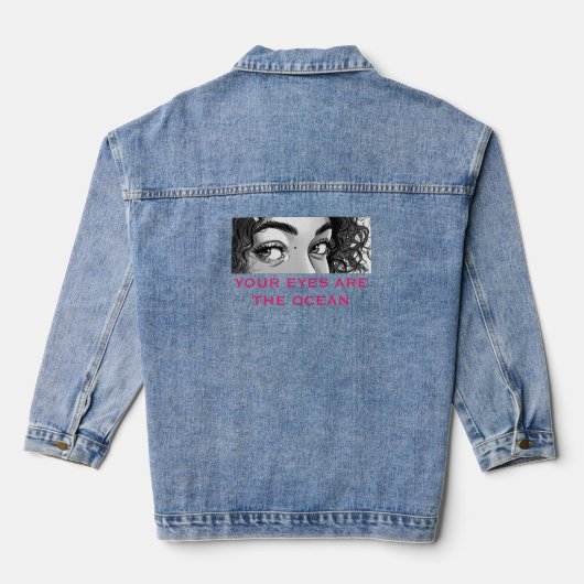 Romantische Pop Art-ogen: "Je ogen zijn de oceaan" Denim Jacket (Achterkant)