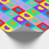 Romantische Pop Kunst Kleurrijk Hartpatroon Cadeaupapier (Hoek)