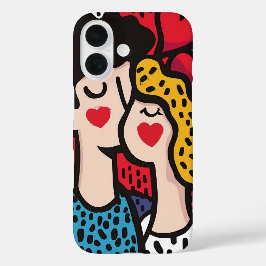 Romantische Pop Kunstillustratie van een liefdevol Case-Mate iPhone Case (Achterkant)