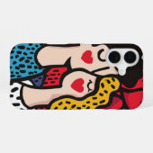 Romantische Pop Kunstillustratie van een liefdevol iPhone 16 Hoesje (Achterkant horizontaal)