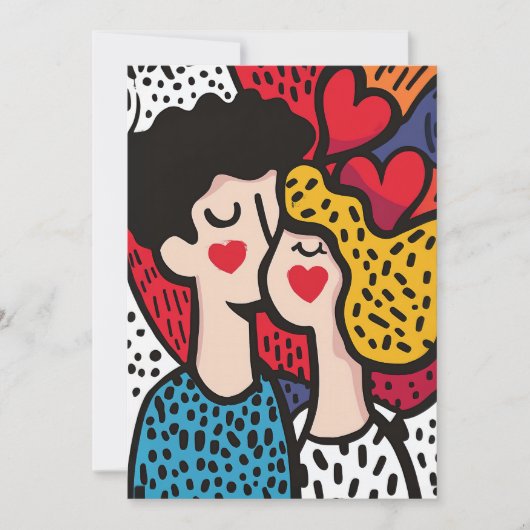 Romantische Pop Kunstillustratie van een liefdevol Kaart (Voorkant)