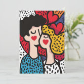 Romantische Pop Kunstillustratie van een liefdevol Kaart (Staand voorkant)