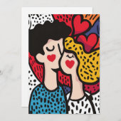 Romantische Pop Kunstillustratie van een liefdevol Kaart (Voorkant / Achterkant)