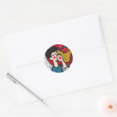 Romantische Pop Kunstillustratie van een liefdevol Ronde Sticker (Envelop)