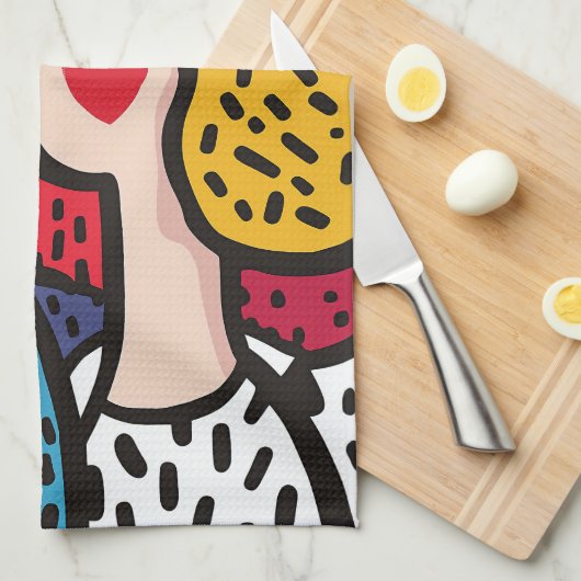 Romantische Pop Kunstillustratie van een liefdevol Theedoek (Quarter Fold)