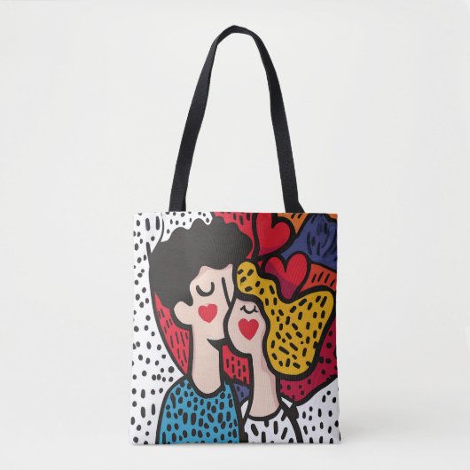 Romantische Pop Kunstillustratie van een liefdevol Tote Bag (Voorkant)