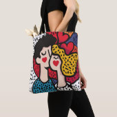 Romantische Pop Kunstillustratie van een liefdevol Tote Bag (Dichtbij)