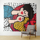 Romantische Pop Kunstillustratie van een liefdevol Wandkleed (In Situ (horizontaal))