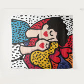 Romantische Pop Kunstillustratie van een liefdevol Wandkleed (Voorkant (horizontaal))