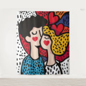 Romantische Pop Kunstillustratie van een liefdevol Wandkleed (Voorkant)