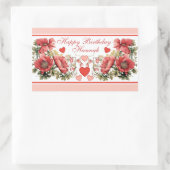 Romantische  Poppies en Harten Verjaardag Rechthoekige Sticker (Tas)