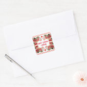 Romantische Poppies en Harten Verjaardag Vierkante Sticker (Envelop)