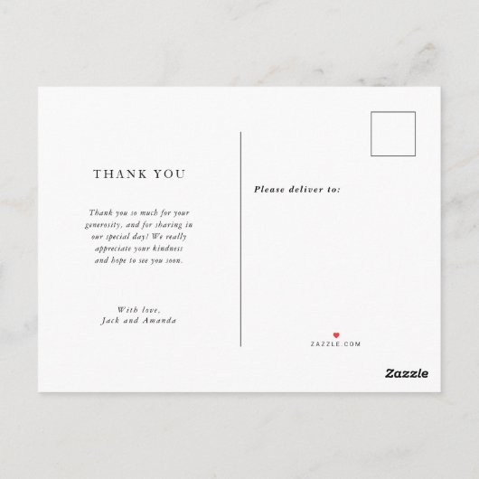 Romantische prachtige bruiloft bedankkaarten briefkaart (Achterkant)