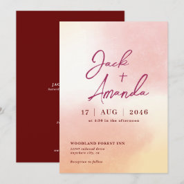 Romantische prachtige Waterverf huwelijksuitnodigi Kaart