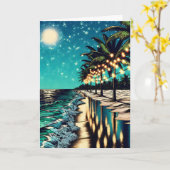 Romantische Pretty Coastal Art Leeg Kaart (Gele Bloem)