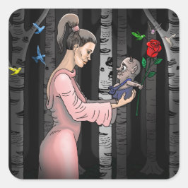 romantische prinses vierkante sticker