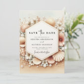 Romantische Printable Beach Wedding Save The Date (Staand voorkant)