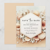 Romantische Printable Beach Wedding Save The Date (Voorkant / Achterkant)