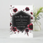 Romantische printbare Bourgondische bruiloft Save The Date (Staand voorkant)