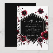 Romantische printbare Bourgondische bruiloft Save The Date (Voorkant / Achterkant)