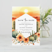 Romantische printbare cactus bruiloft save the date (Staand voorkant)