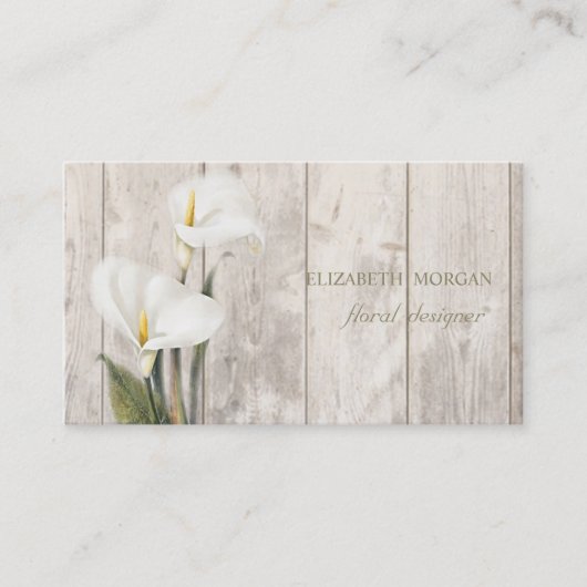 Romantische Professional ,Calla,Hout Textuur Visitekaartje (Voorkant)