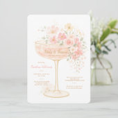 Romantische Prosecco & Bloemblaadjes Bruidsdiner Kaart (Staand voorkant)