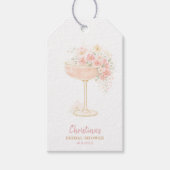 Romantische Prosecco & Bloemblaadjes Bruidsfeest Cadeaulabel (Voorkant)
