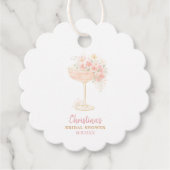 Romantische Prosecco & Bloemblaadjes Bruidsuitnodi Bedankjes Labels (Voorkant)