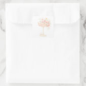 Romantische Prosecco & Bloemblaadjes Bruidsuitnodi Vierkante Sticker (Tas)
