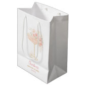 Romantische Prosecco & Bloemen Bruiloftsfeest Medium Cadeauzakje (Voorkant Gekanteld)