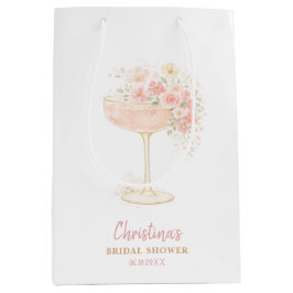 Romantische Prosecco & Bloemen Bruiloftsfeest Medium Cadeauzakje