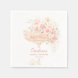 Romantische Prosecco & Bloemen Bruiloftsfeest Servet