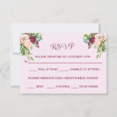 Romantische Pruim Bourgondië Blush Roze Bruiloft R Save The Date (Voorkant)