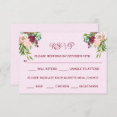 Romantische Pruim Bourgondië Blush Roze Bruiloft R Save The Date (Voorkant / Achterkant)