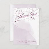 Romantische pruim bruiloft kalligrafie dank u bedankkaart (Voorkant / Achterkant)