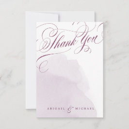 Romantische pruim bruiloft kalligrafie dank u bedankkaart