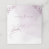 Romantische pruim kalligrafie vintage bruiloft plaatskaartje (Buitenkant ongevouwen)