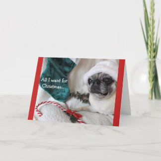 Romantische Pug Kerstkaart Feestdagen Kaart