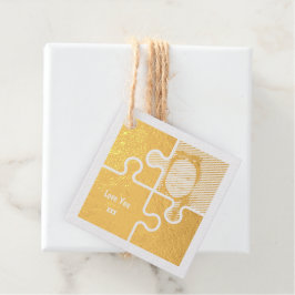 Romantische puzzelstukjes houden van jou bedankjes labels